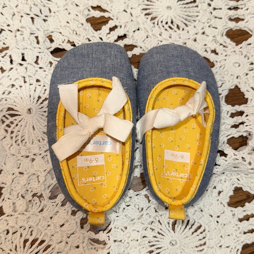 Blue / denim & yellow shoes for 6-9 months